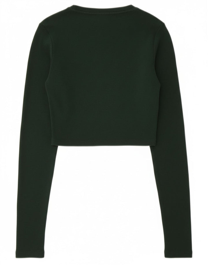 Zara Haut court à manches longues pour femme UK 12 Vert moyen