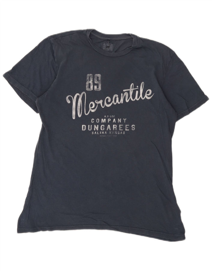 Lee T-Shirt Graphique Homme Bleu Marine Moyen Coton