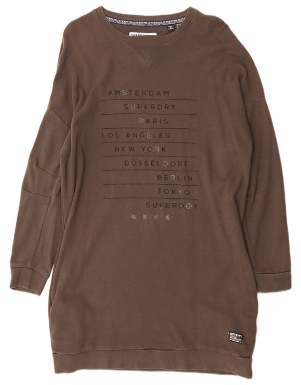 Superdry Robe sweat-shirt graphique surdimensionnée pour femme UK 10 Small Marron