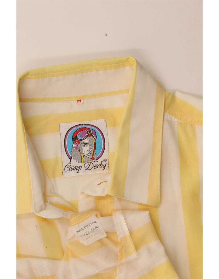 vintage Chemise à manches courtes pour hommes Coton rayé jaune moyen