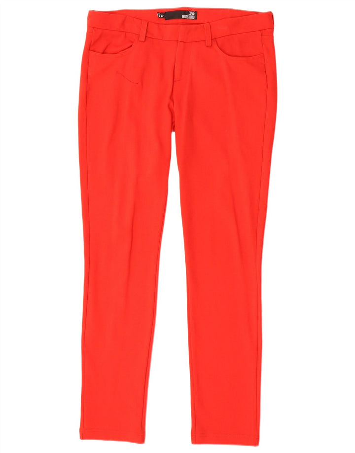 MOSCHINO Pantalon décontracté slim pour femme UK 10 Small W32 L30 Rouge Viscose