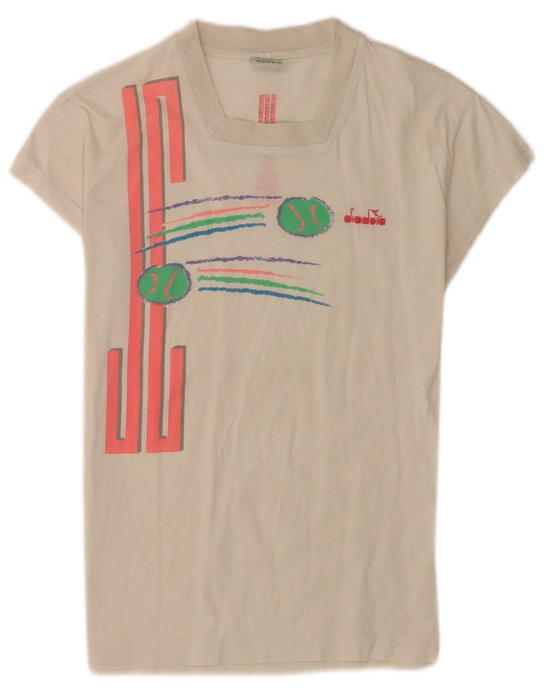 Diadora T-Shirt Graphique Femme Top IT 42 Coton Blanc Moyen