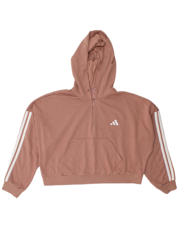Adidas Sweat à capuche court surdimensionné avec col zippé pour femme UK 16 Grand Rose