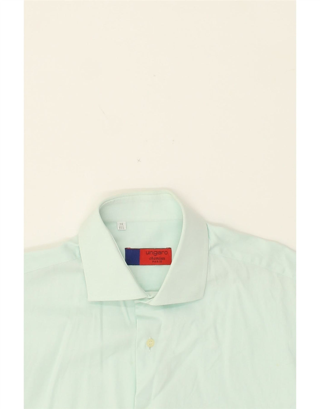 UNGARO Mens Short Sleeve Shirt Size 15 1/2 39 Medium Turquoise Cotton Vintage Ungaro and Second-Hand Ungaro from Messina Hembry 