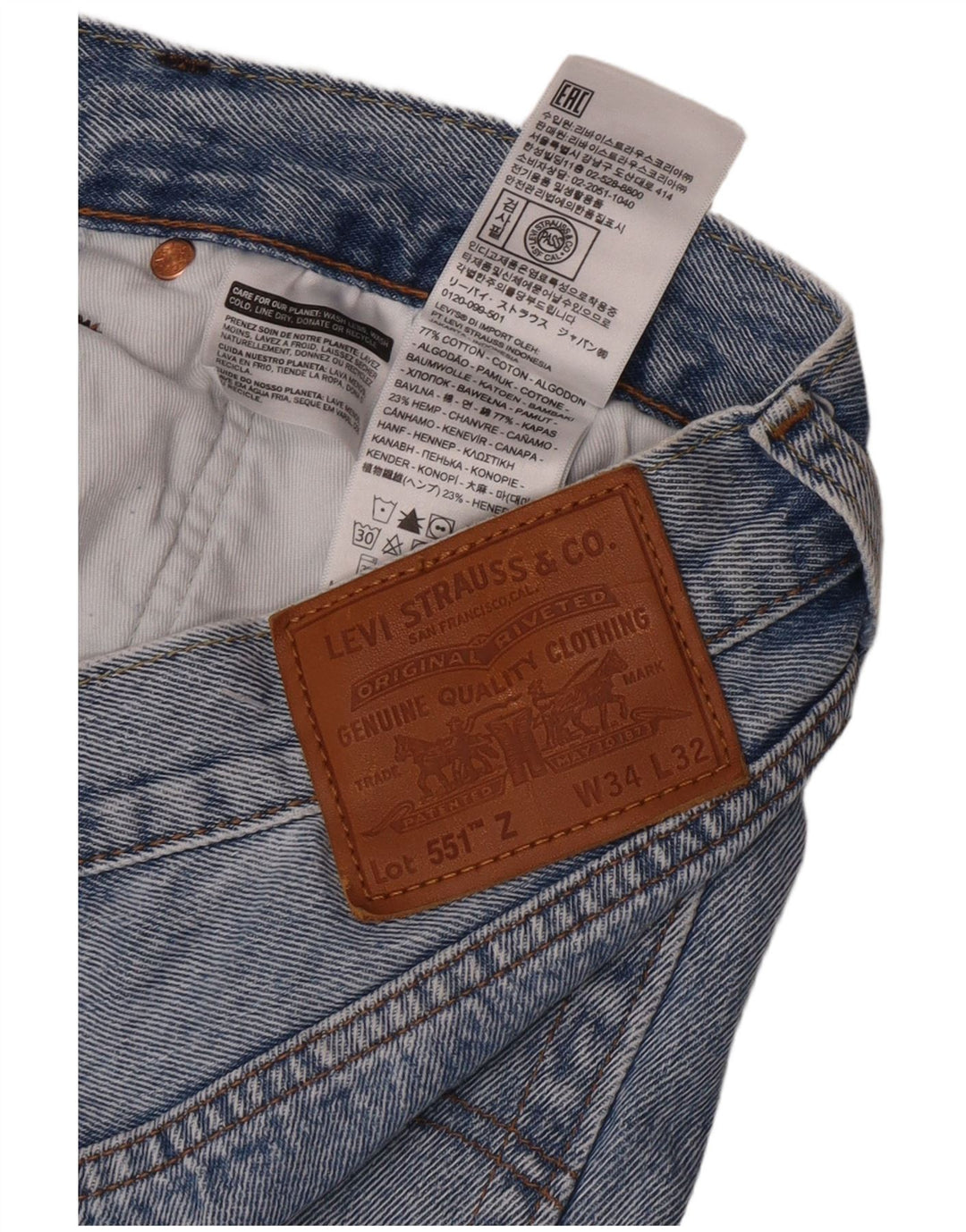 Levi's Jean Droit Homme W34 L32 Bleu Coton