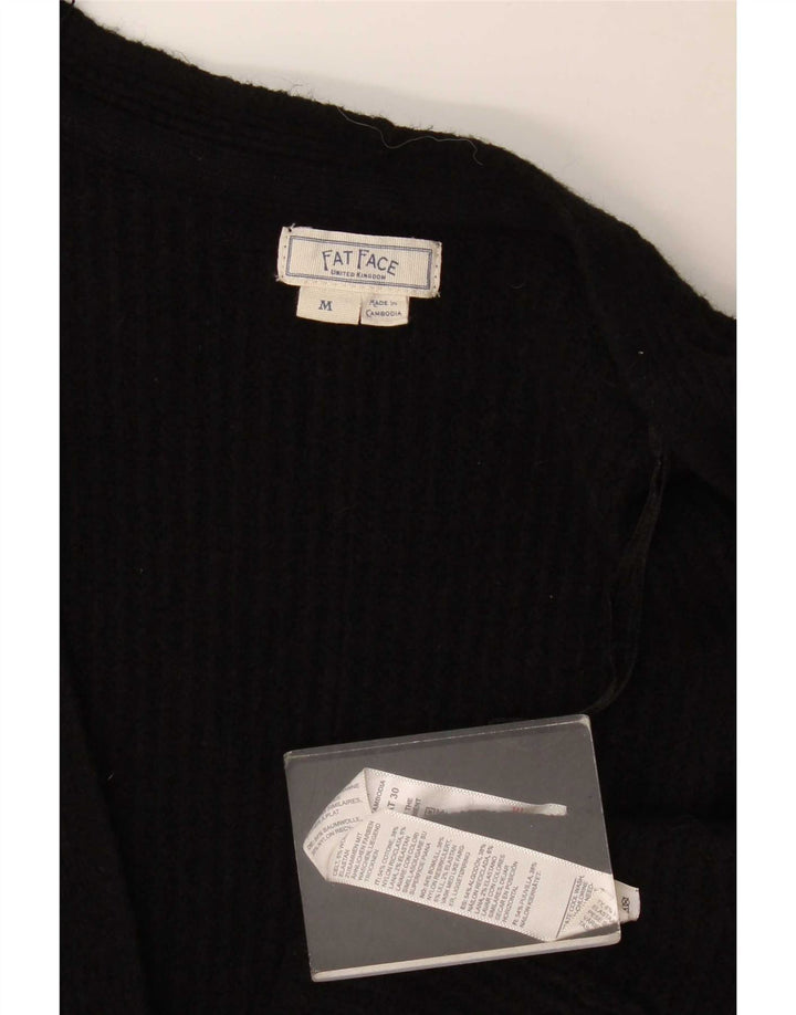 Fat Face Cardigan ouvert long pour femme en laine noire moyenne UK 14