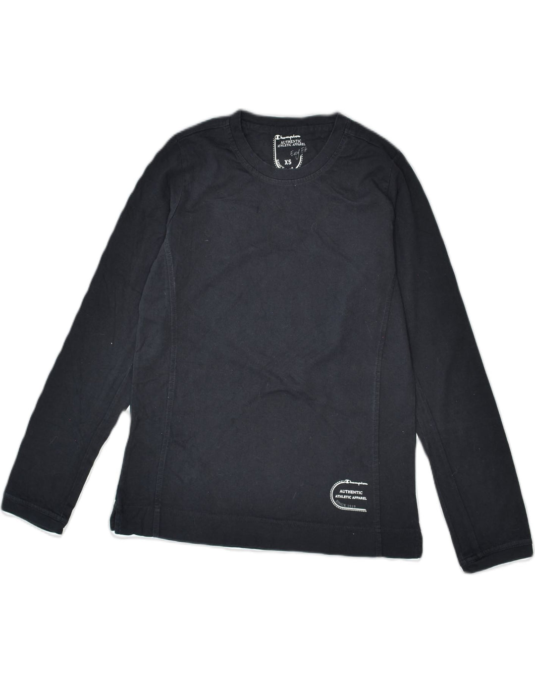 CHAMPION Mens Top Long Sleeve XS Navy Blue Cotton | Vintage | Thrift | Second-Hand | Used Clothing | Messina Hembry 