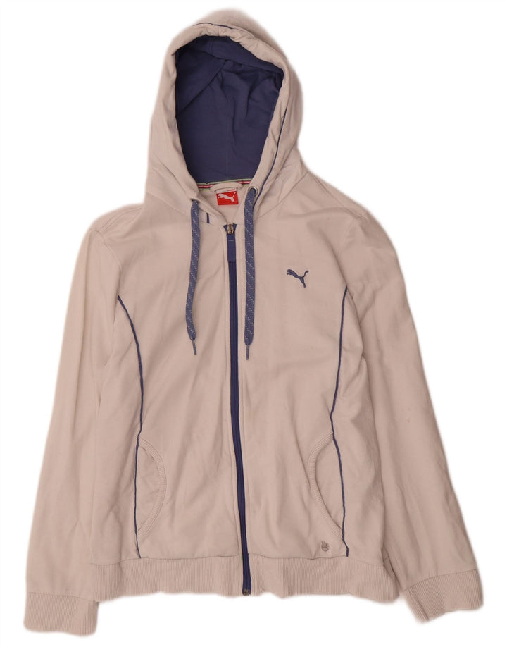 Puma Pull à capuche zippé pour femme UK 12 Blanc moyen