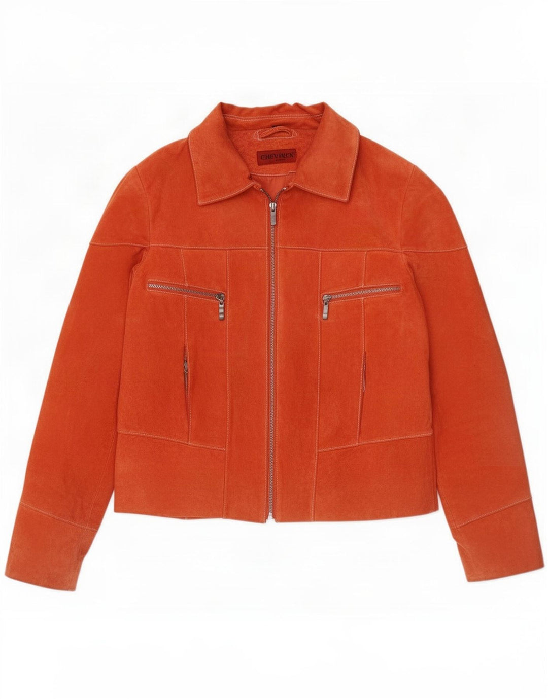 Chevirex Veste en daim pour femme EU 42 Grand cuir orange