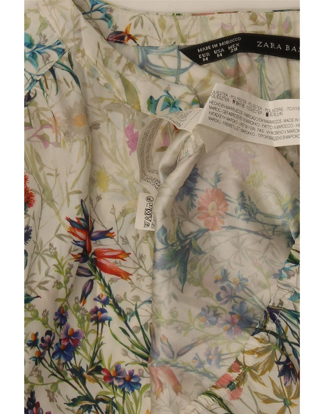 Zara Femme Chemisier Top UK 12 Moyen Multicolore Floral Polyester