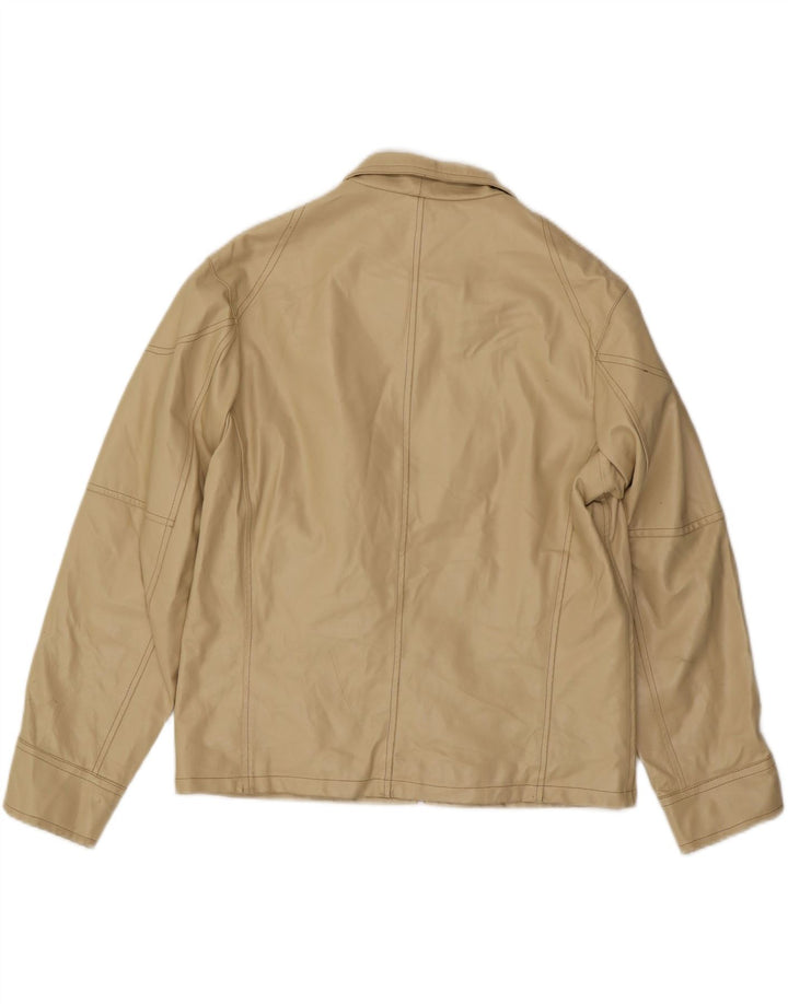 VINTAGE Veste en cuir homme UK 40 Grand cuir beige