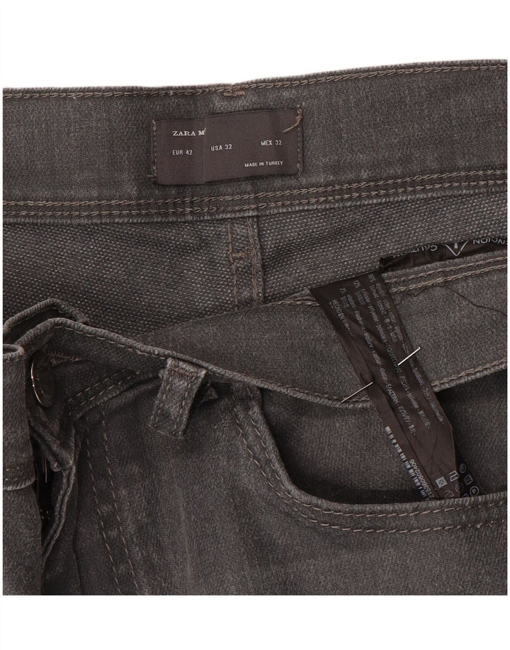 Zara Jean Slim Homme EU 42 Large W32 L30 Gris Coton