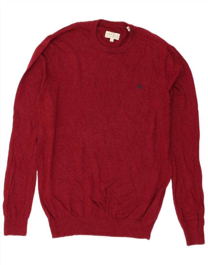 Jack Wills Pull à col rond coupe classique pour homme en coton rouge moyen
