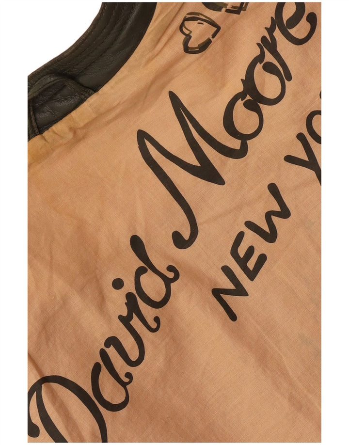 DAVID MOORE Veste de motard courte pour femme UK 16 Grand cuir colorblock vert