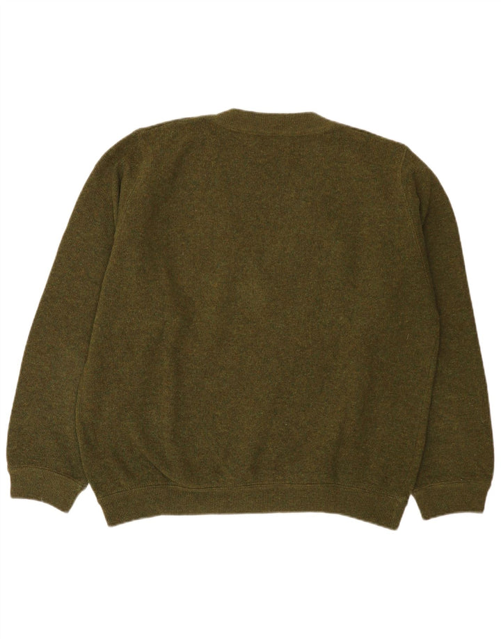 Sisley Pull Col V Laine Vierge Vert Moyen Homme