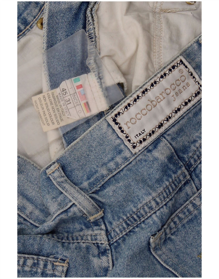 Roccobarocco Jean fuselé taille haute pour femme IT 45 Medium W31 L31 Bleu