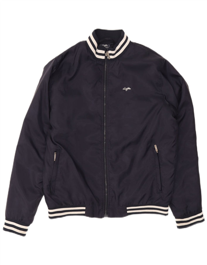 Lotto Bomber Jacket Homme UK 38 Medium Bleu Marine Rayé Polyamide