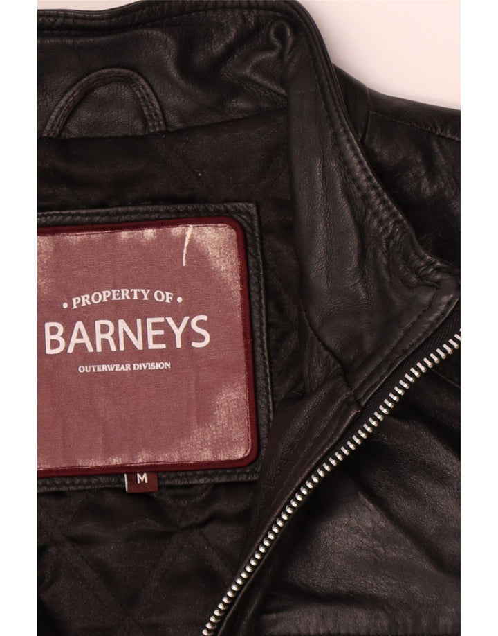 BARNEYS Veste en cuir pour homme UK 38 Medium Noir