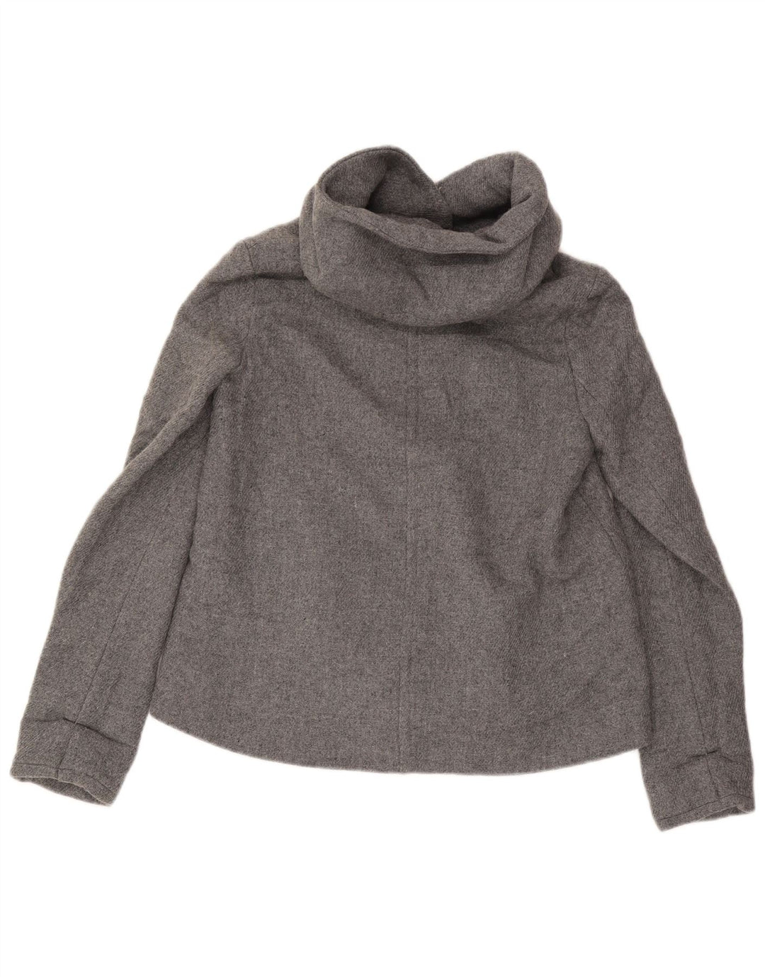 Zara Veste Bomber À Capuche Femme UK 10 Petite Laine Grise