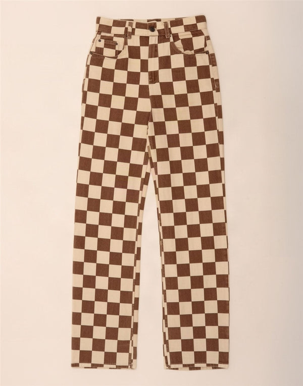 Pull & Bear Jean droit pour femme EU 34 XS W24 L31 Marron géométrique