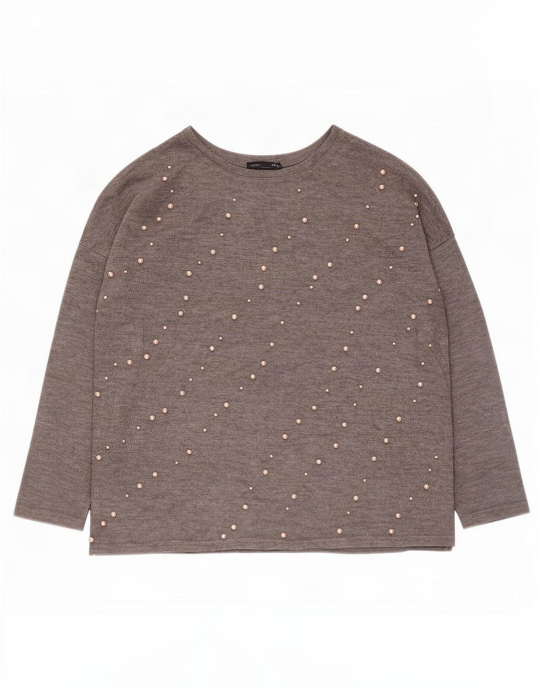 Zara Femme Haut Oversize Manches Longues UK 14 Gris Moyen