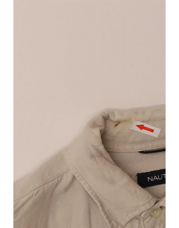 Nautica Chemise à manches courtes pour homme en lin gris grand