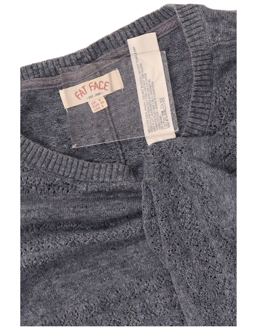 Fat Face Pull boutonné au dos pour femme - Col bateau - Taille 8 - Bleu marine