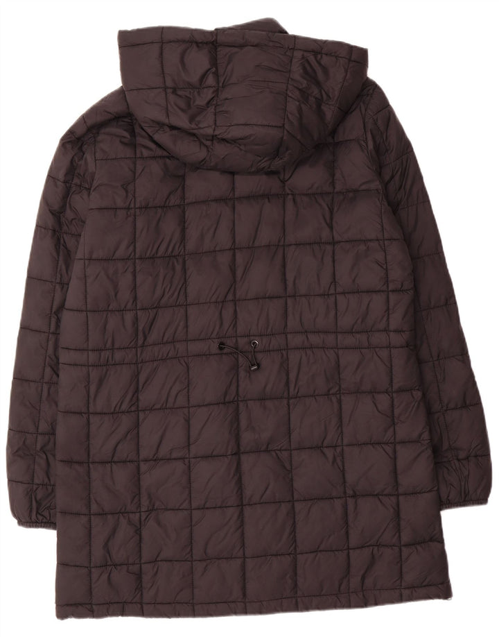 ZARA Manteau matelassé à capuche pour femme UK 16 Large Noir Polyester