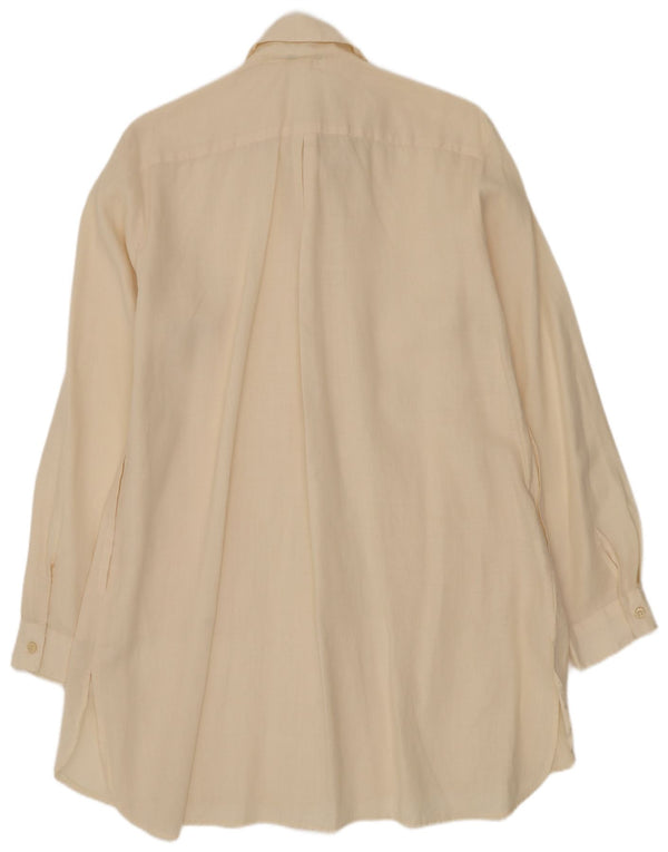 Benetton Robe chemise pour femme UK 16 Large Ramie blanc cassé