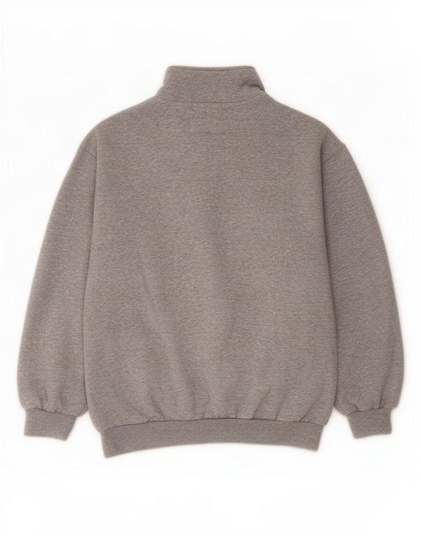 Diadora Sweat-shirt graphique à col zippé pour hommes, petit gris, coton