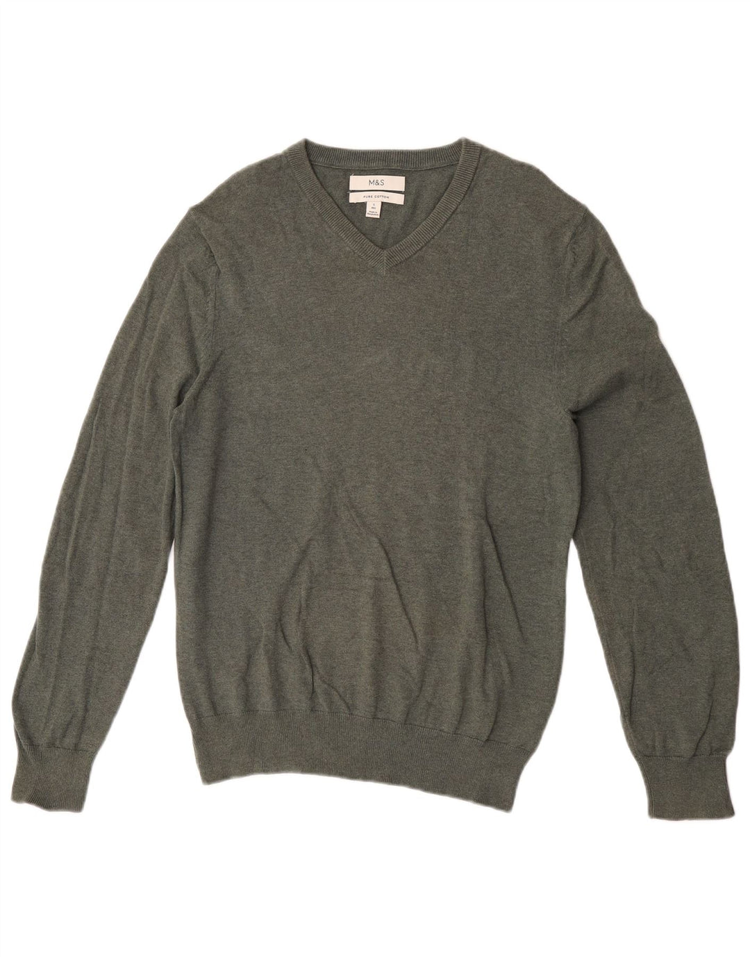 Marks & Spencer Pull col V pour homme Petit coton kaki