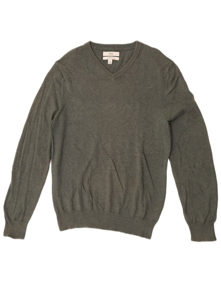 Marks & Spencer Pull col V pour homme Petit coton kaki