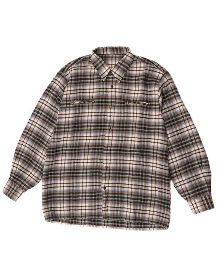 vintage Chemise surchemise homme Grande laine à carreaux multicolore
