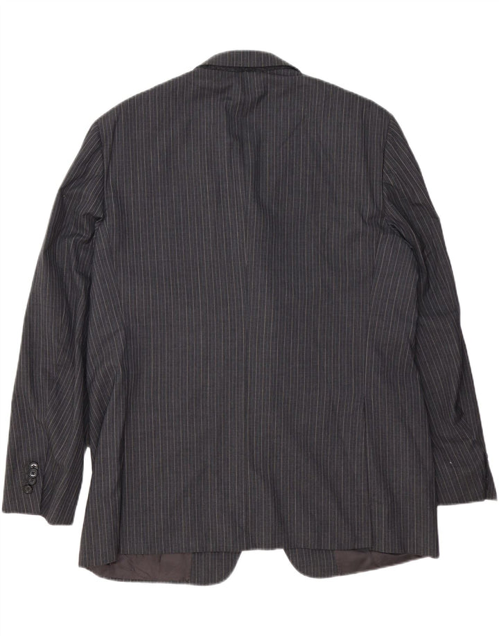 Corneliani Veste blazer à 3 boutons pour homme IT 54 2XL Gris à fines rayures en laine vierge