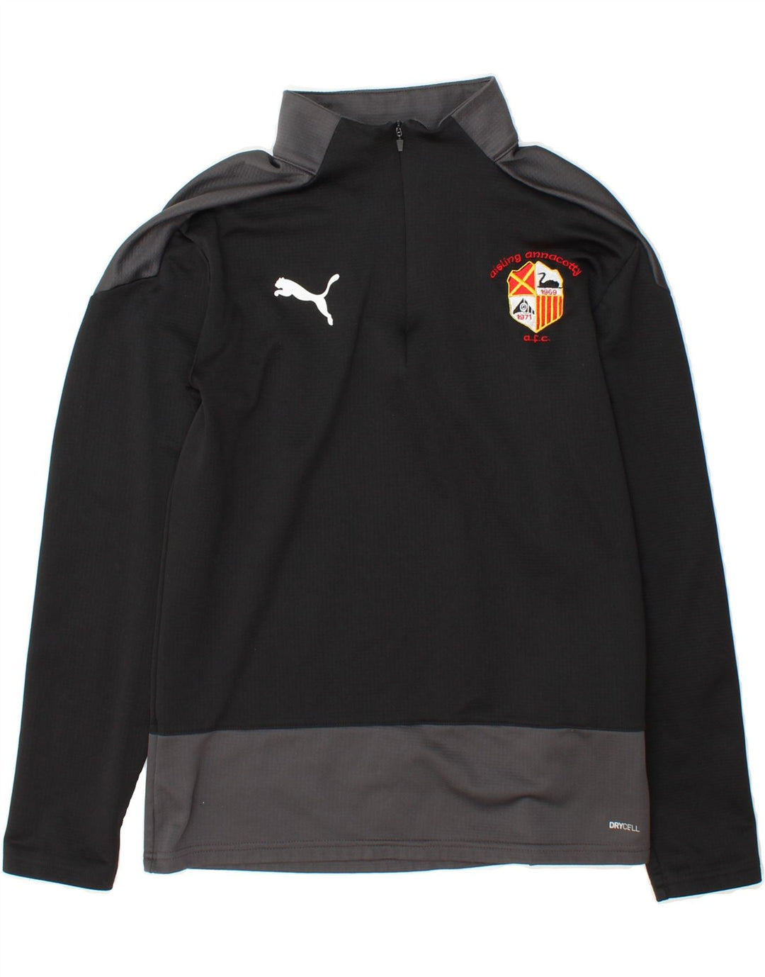 PUMA Mens Zip Neck Pullover Tracksuit Top Small Black Colourblock Vintage Puma and Second-Hand Puma from Messina Hembry 