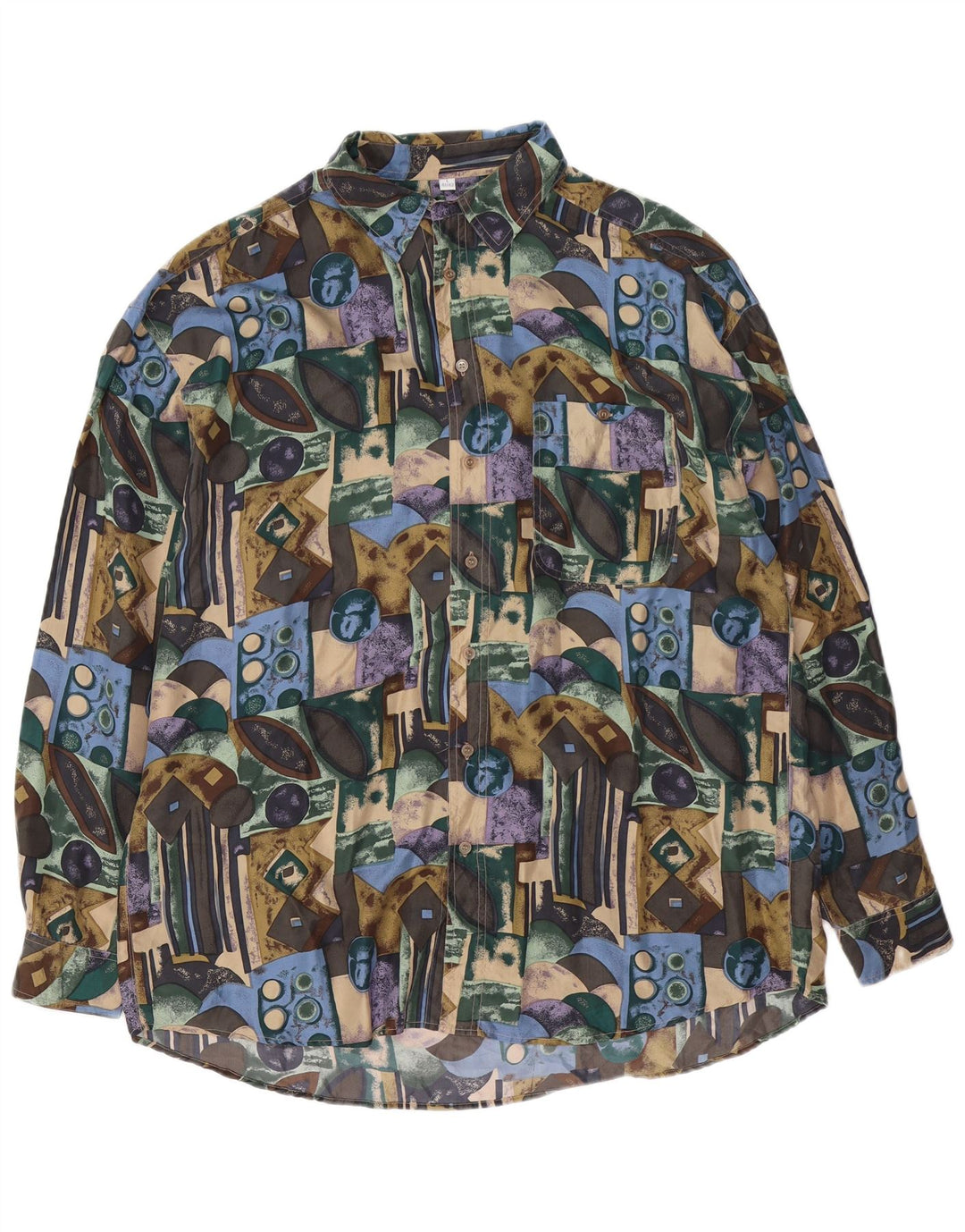 Nouveau Chemise homme motif abstrait rapide taille 41/42 grande soie multicolore