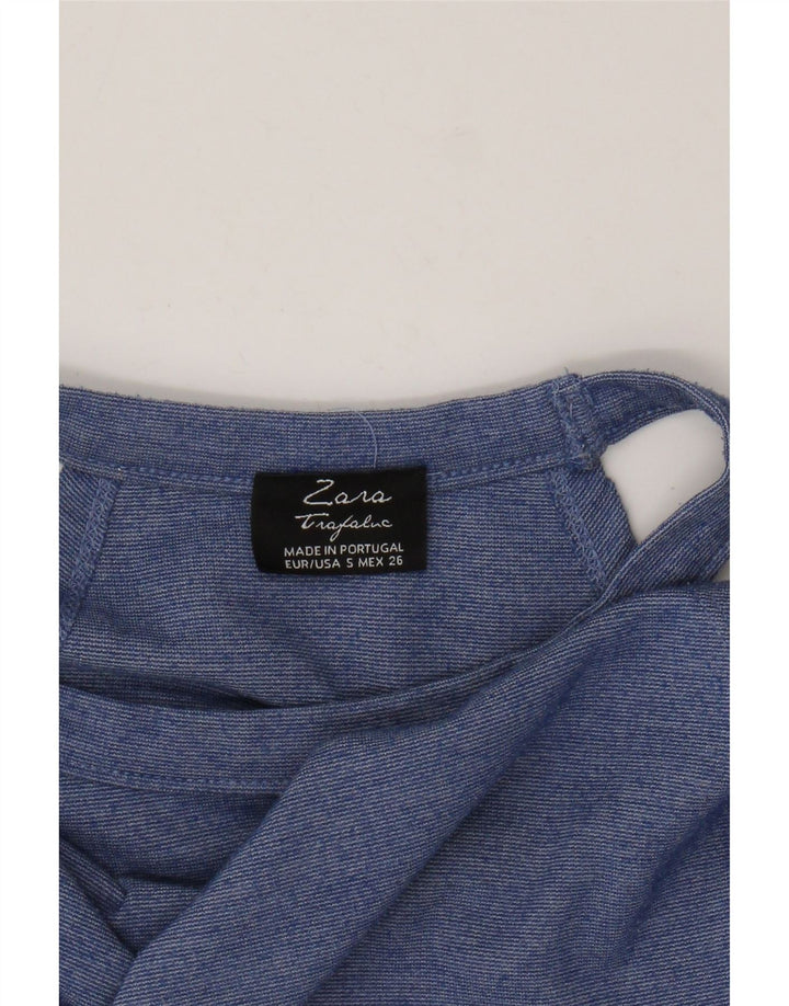 Zara Womens Crop Top UK 8 Petit Bleu
