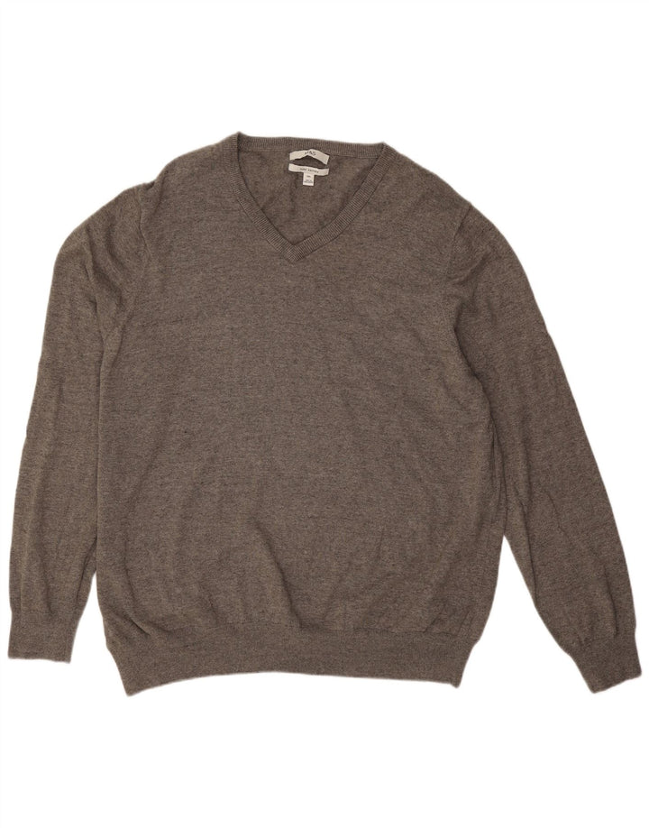 Marks & Spencer Pull col V pour homme 3XL Gris Coton