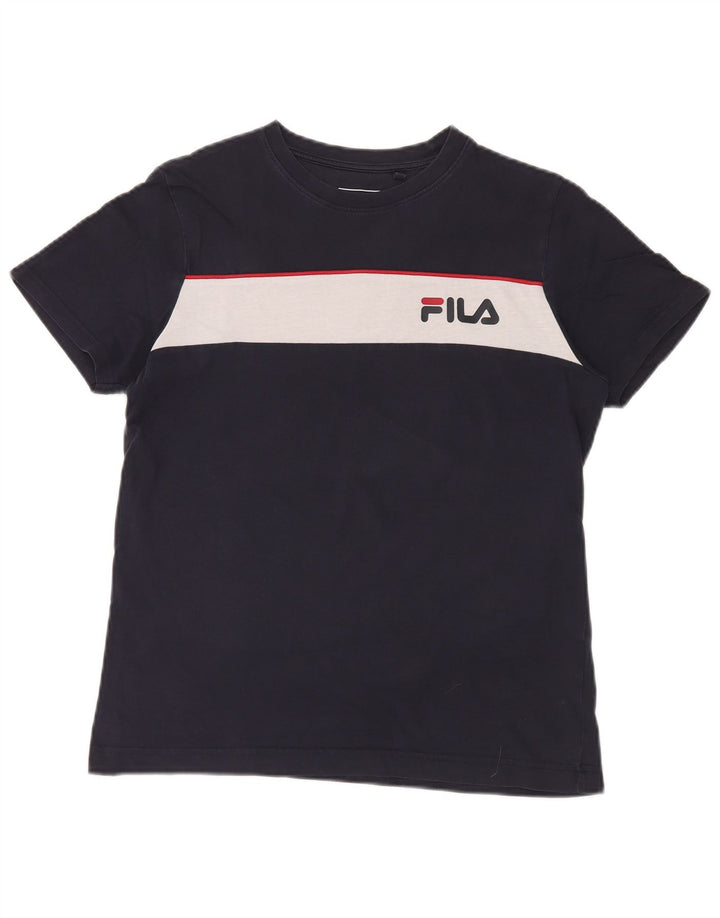 Fila T-Shirt Graphique Homme Petit Bleu Marine Colourblock