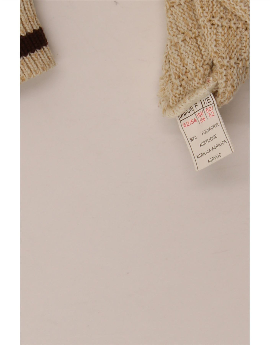 VINTAGE Pull graphique à col rond pour homme IT 52 XL Beige Polyacrylique