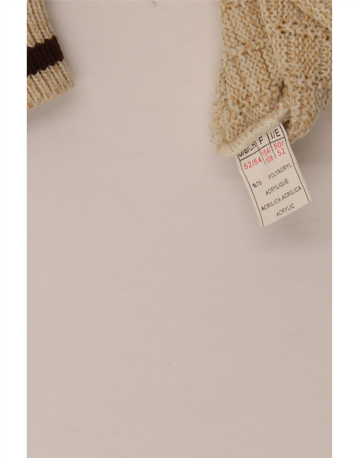 VINTAGE Pull graphique à col rond pour homme IT 52 XL Beige Polyacrylique