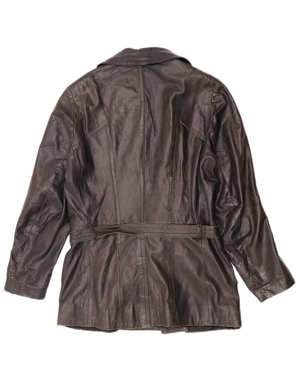veste en cuir double boutonnage vintage pour hommes UK 34 XS Noir Rétro