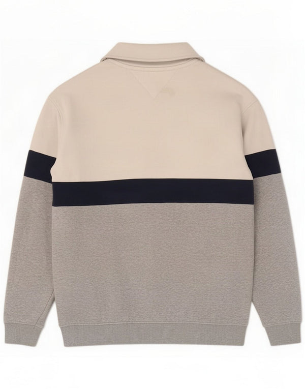 Tommy Hilfiger Sweat-shirt à col zippé pour homme Gris moyen Colourblock