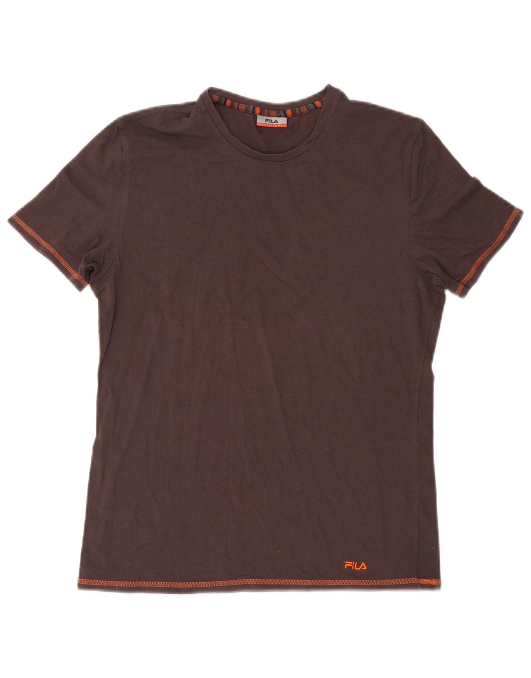 Fila T-Shirt Femme UK 14 Coton Marron Moyen