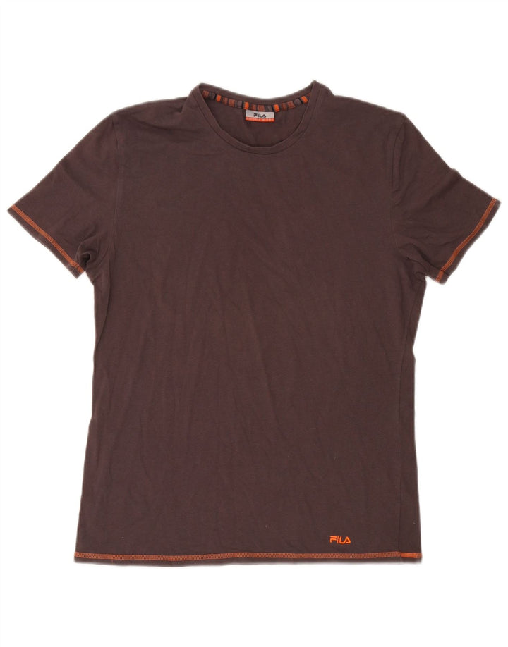 Fila T-Shirt Femme UK 14 Coton Marron Moyen
