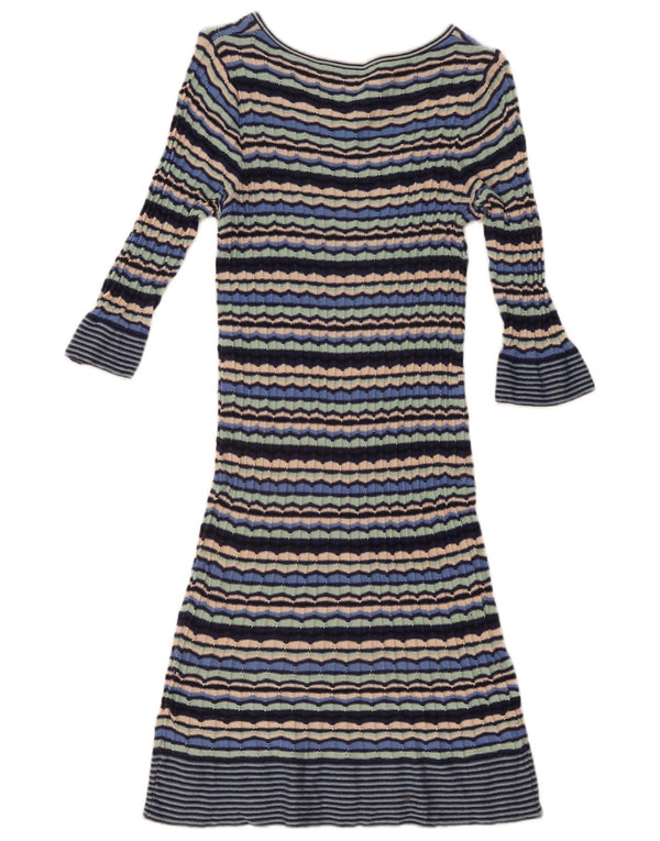 Oasis Robe pull à manches 3/4 pour femme UK 12 Medium Multicolore Rayé