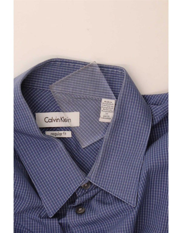 Calvin Klein Chemise coupe régulière pour homme Taille 17 XL Bleu marine en coton vichy