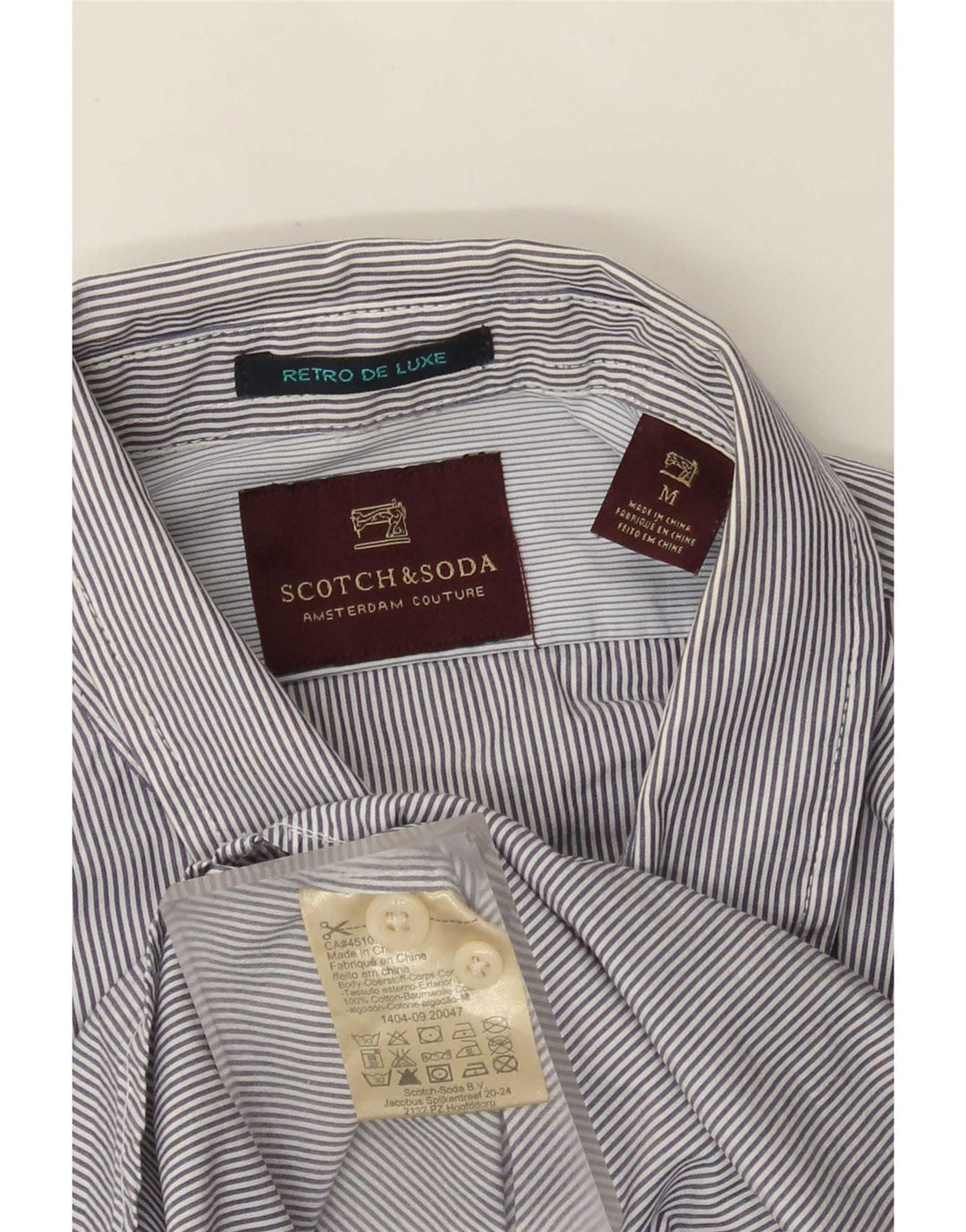 Scotch & Soda Chemise Homme Bleu Marine Moyen à Fines Rayures en Coton