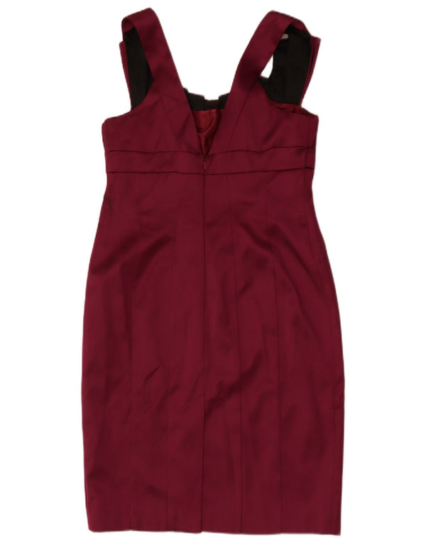 KAREN MILLEN Robe moulante sans manches pour femme UK 16 Large Acétate Bordeaux