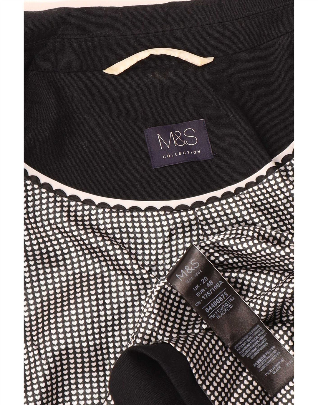 Marks & Spencer Veste blazer 1 bouton pour femme UK 20 2XL Noir Polyester
